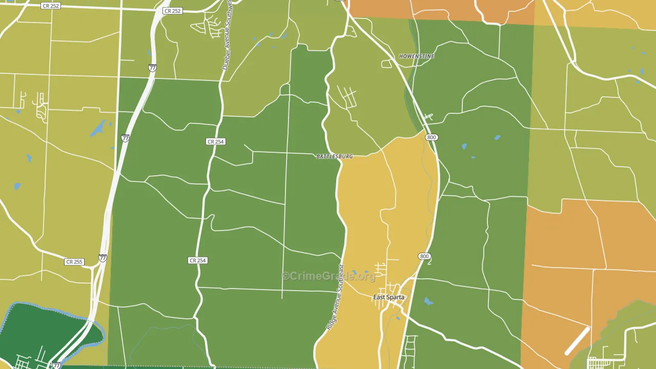 East Sparta, OH Map of Robbery Rates
