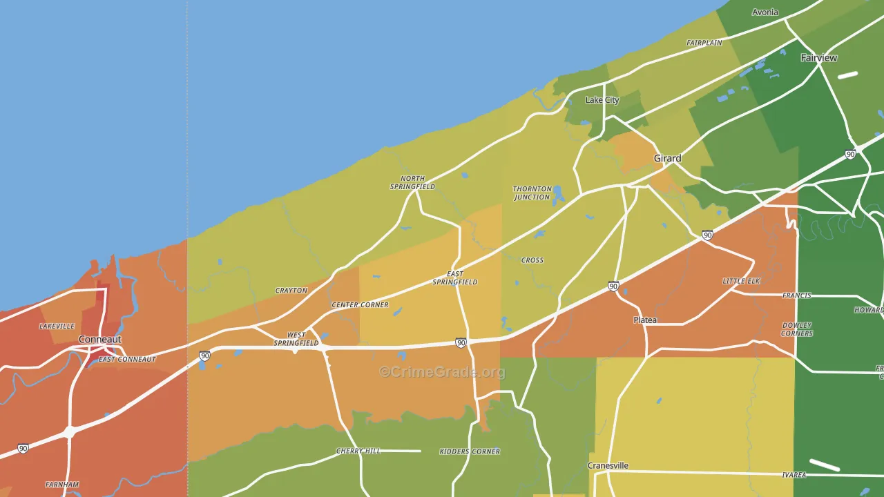East Springfield, PA Map of Robbery Rates