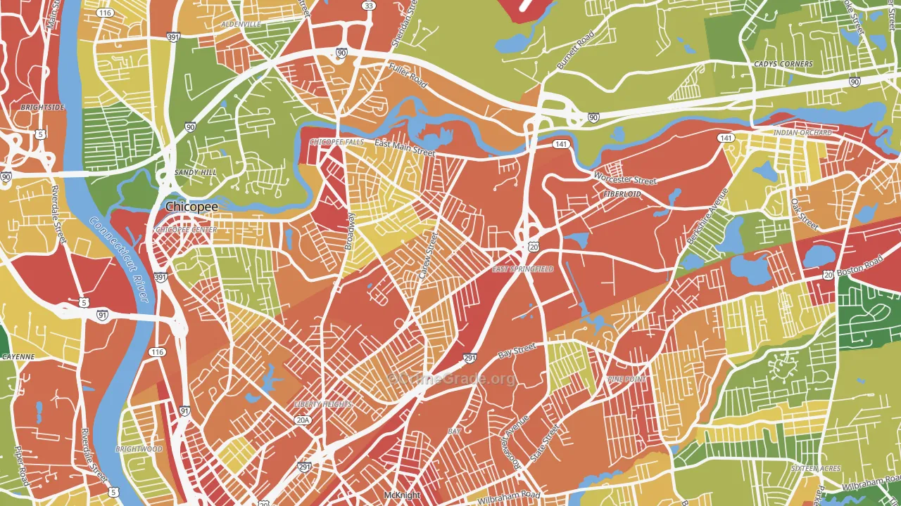 East Springfield, Springfield, MA Map of Robbery Rates