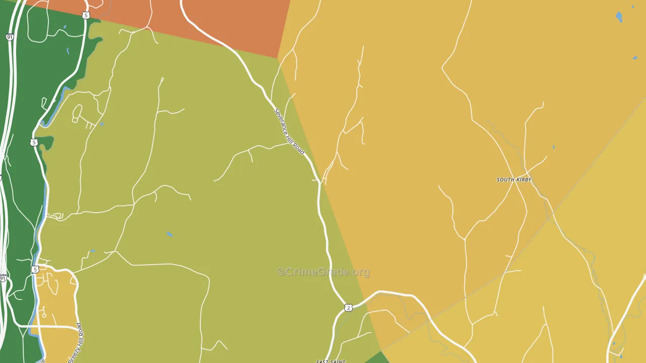 East St. Johnsbury, VT Map of Robbery Rates