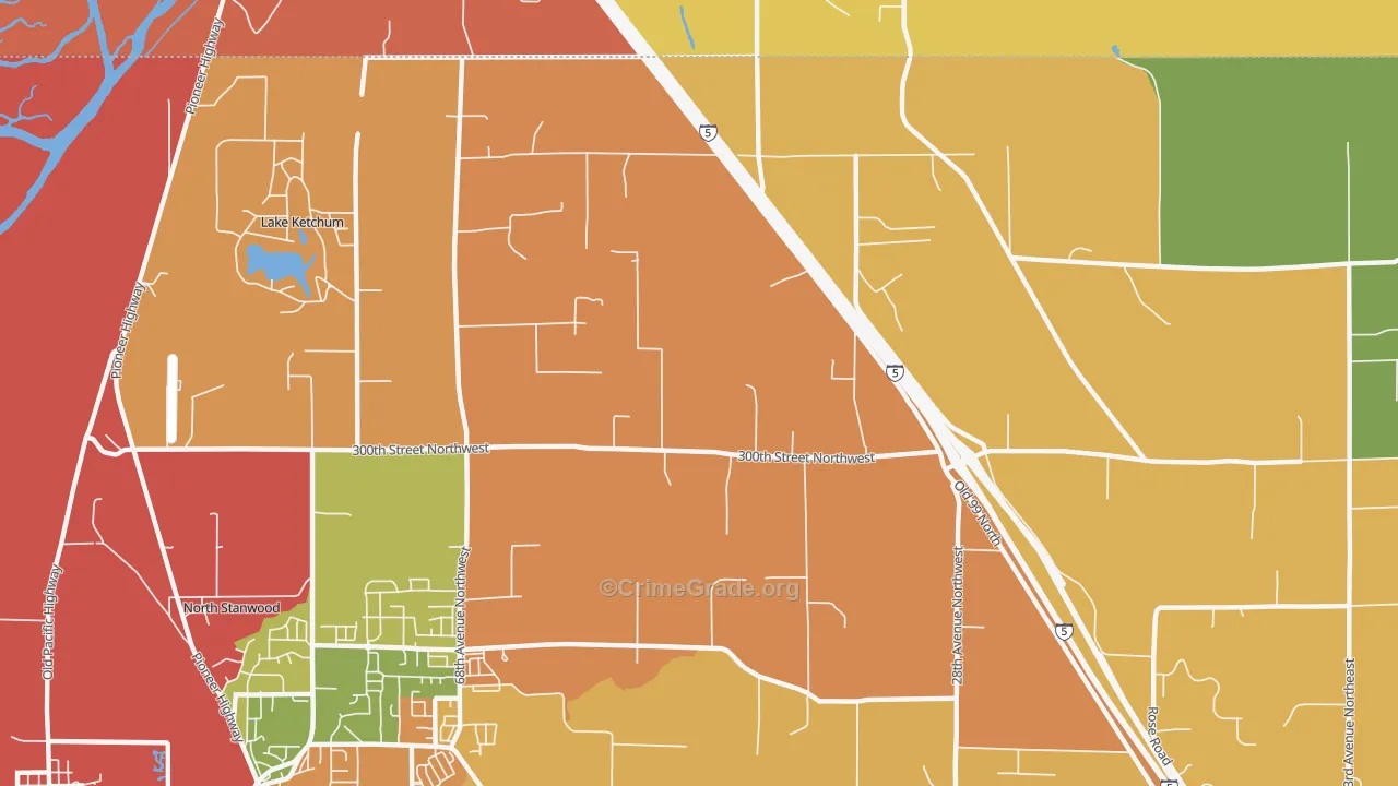 East Stanwood, WA Map of Robbery Rates