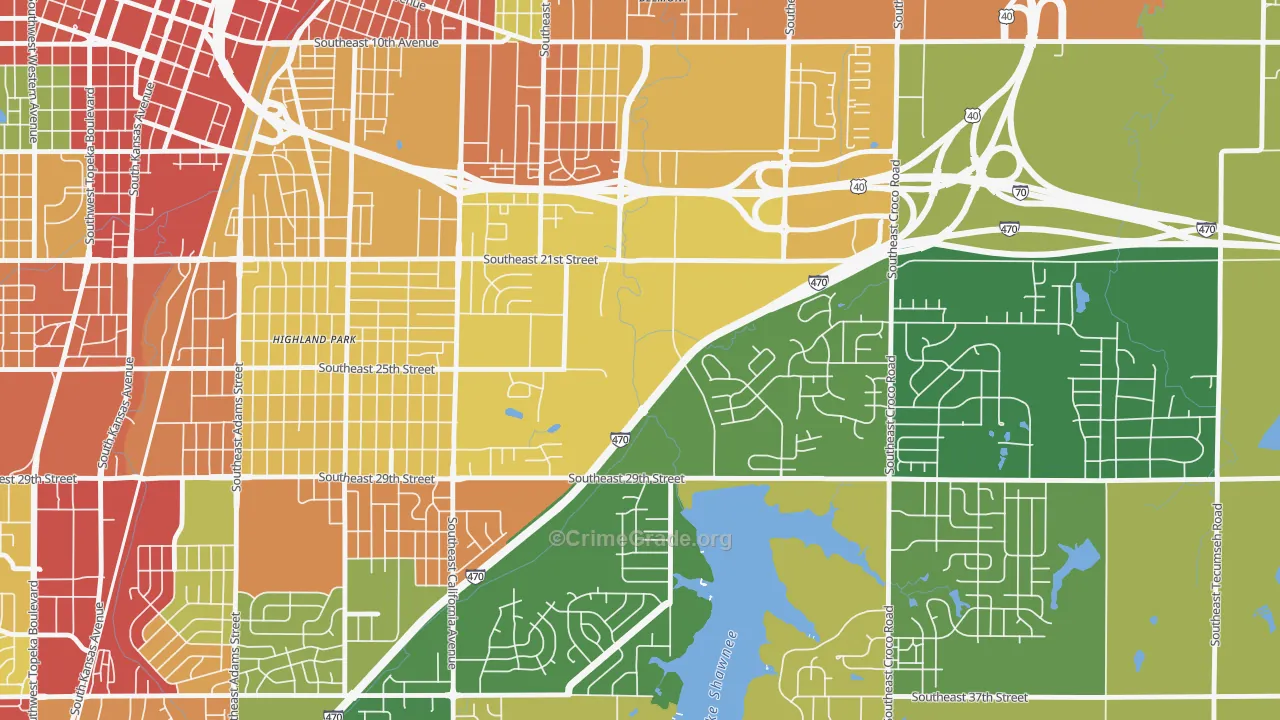 East Topeka, Topeka, KS Map of Robbery Rates