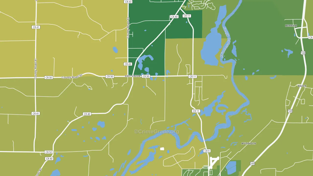 East Union, MN Map of Robbery Rates