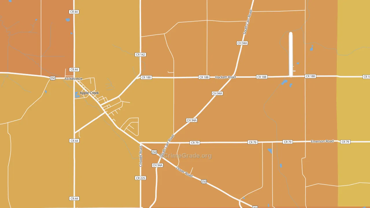 East Union, OH Map of Robbery Rates