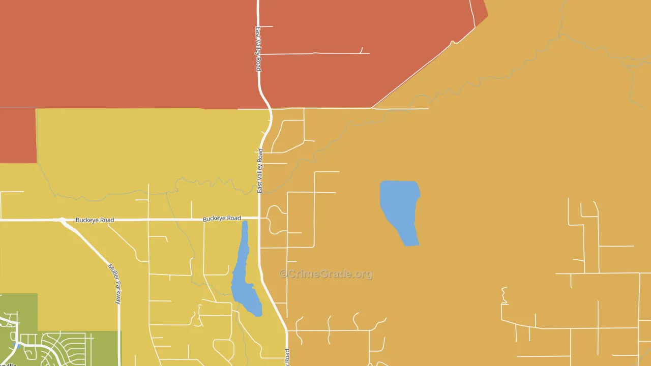 East Valley, NV Map of Robbery Rates