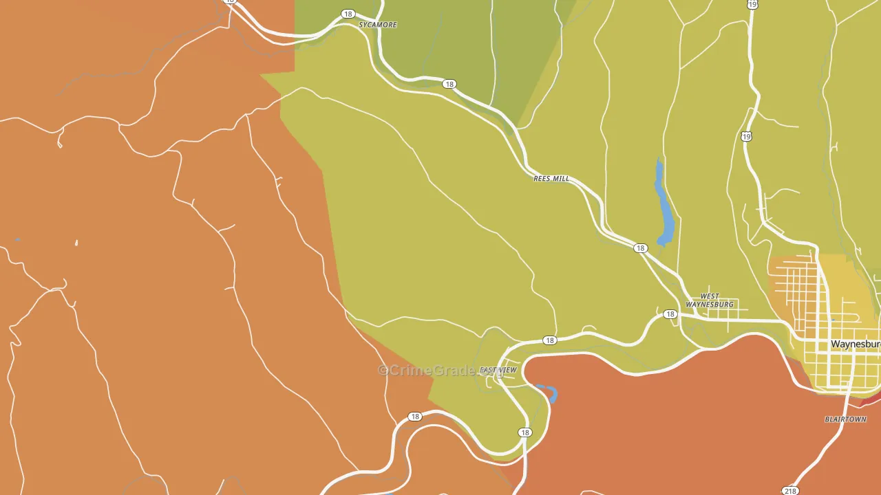 East View, PA Map of Robbery Rates