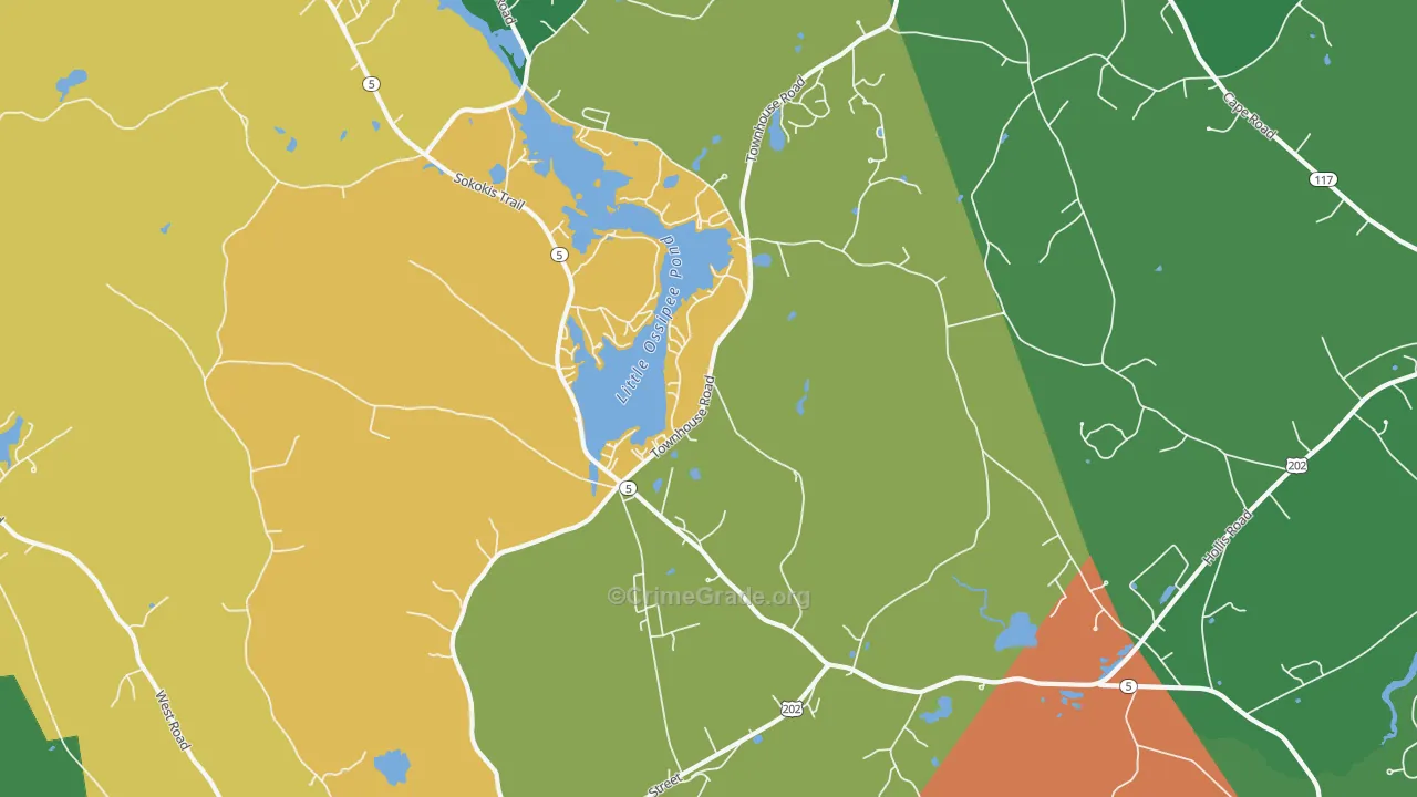 East Waterboro, ME Map of Robbery Rates