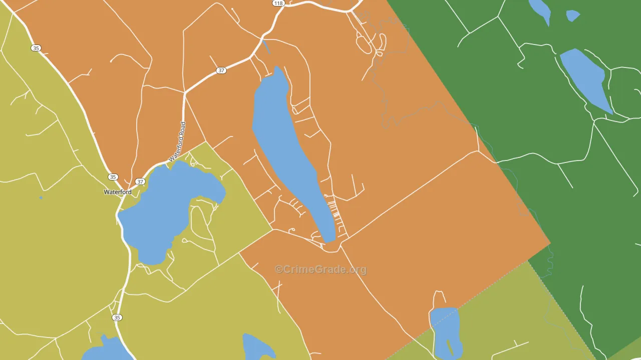 East Waterford, ME Map of Robbery Rates