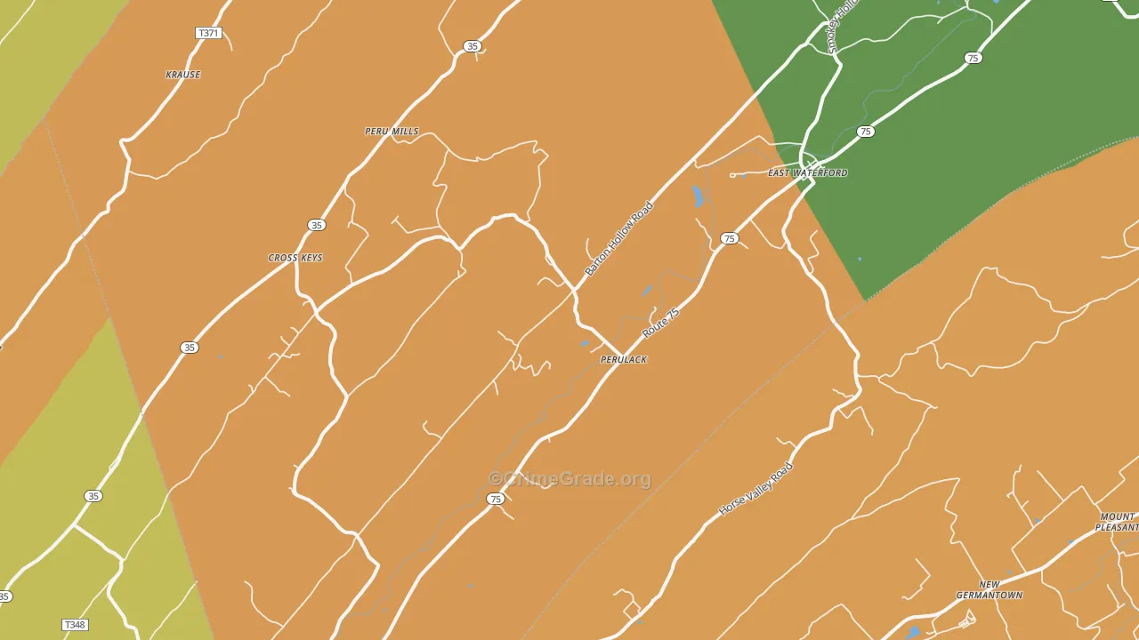 East Waterford, PA Map of Robbery Rates