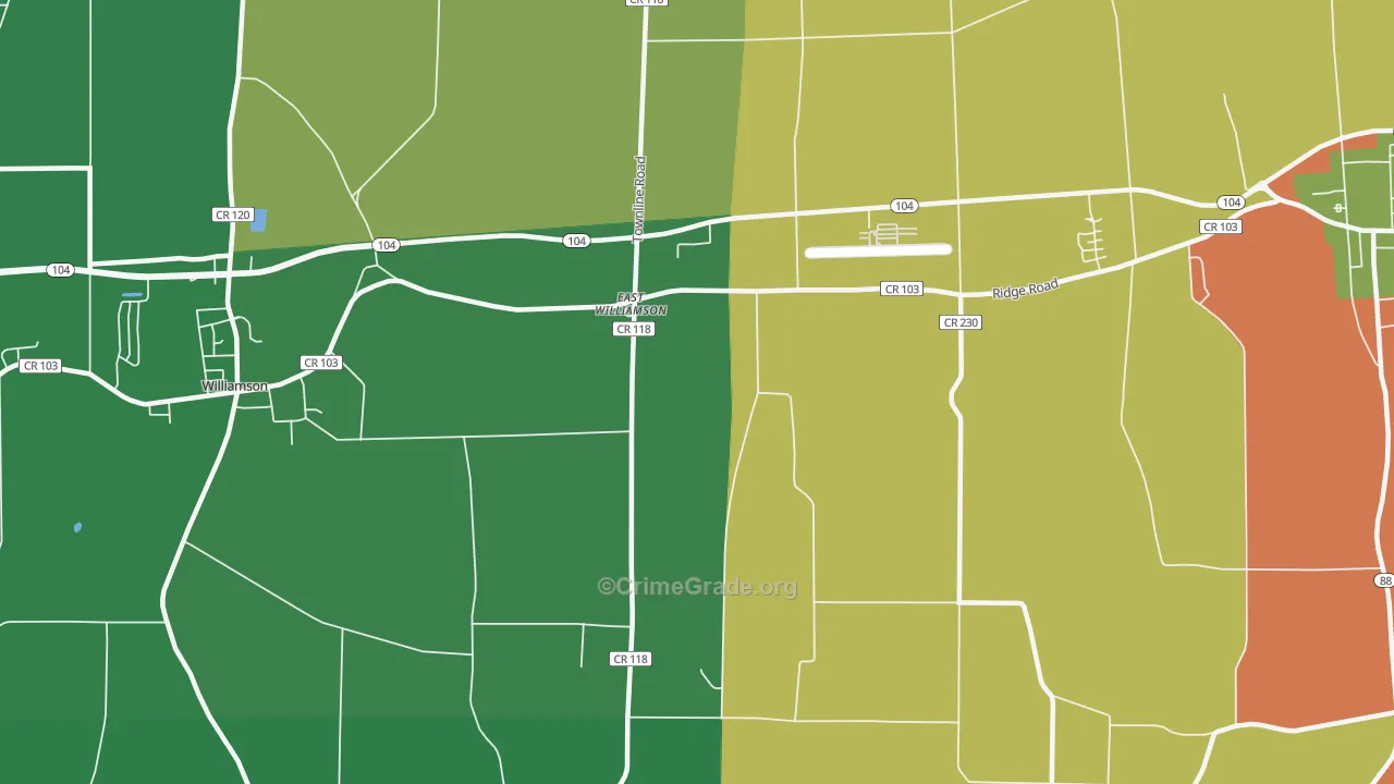 East Williamson, NY Map of Robbery Rates