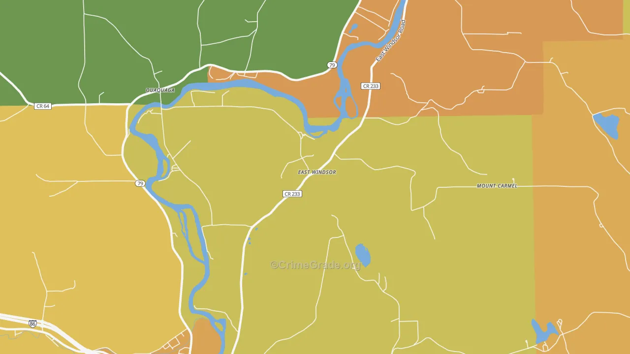 East Windsor, NY Map of Robbery Rates