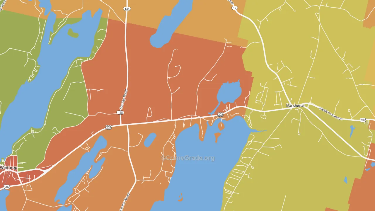 East Winthrop, ME Map of Robbery Rates