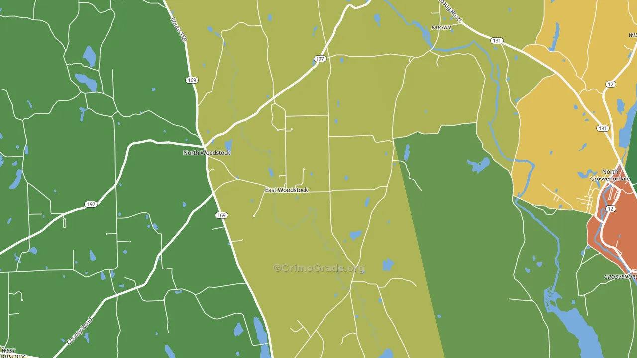 East Woodstock, CT Map of Robbery Rates