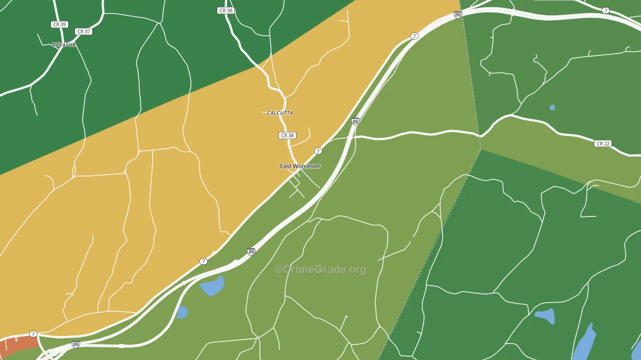 East Worcester, NY Map of Robbery Rates