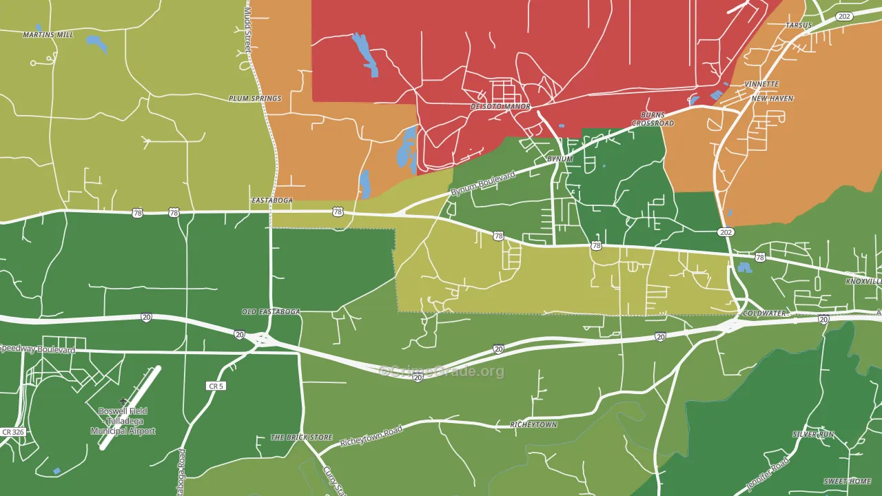 Eastaboga, AL Map of Robbery Rates
