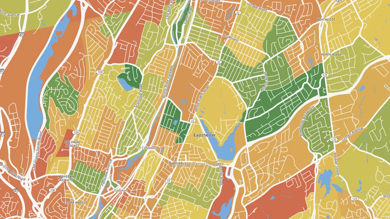 Eastchester, NY Map of Robbery Rates