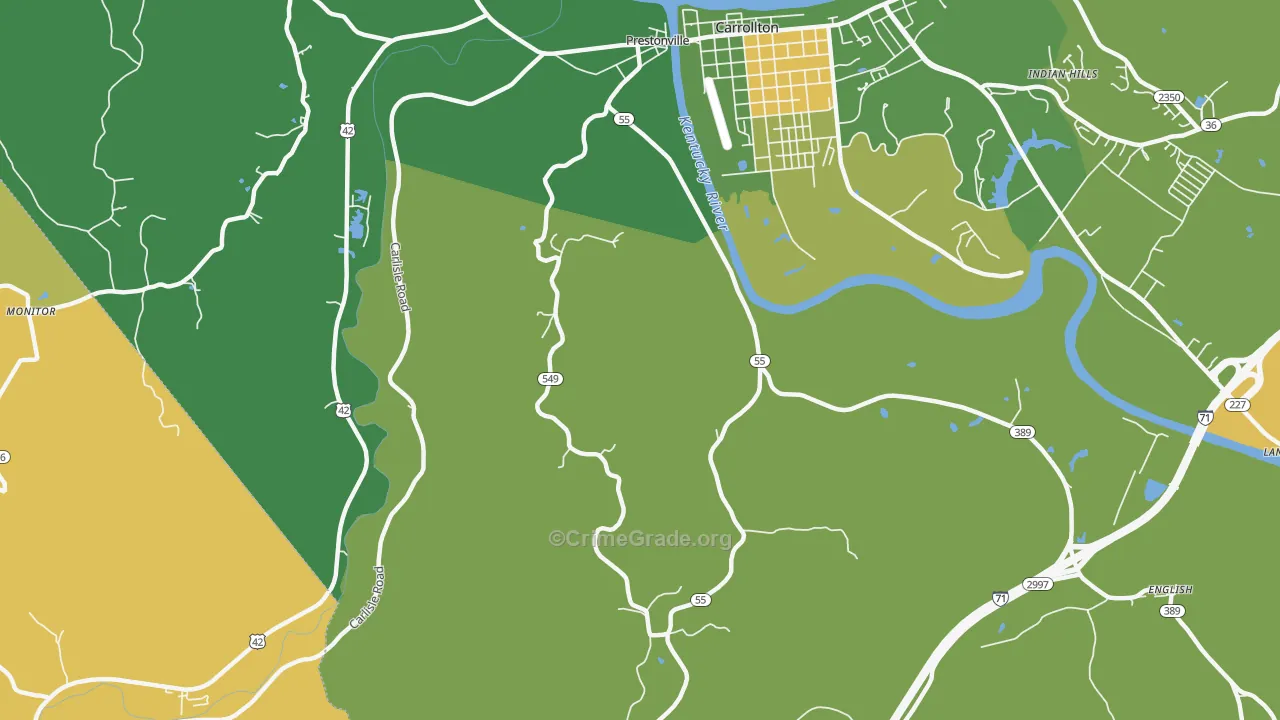 Easterday, KY Map of Robbery Rates