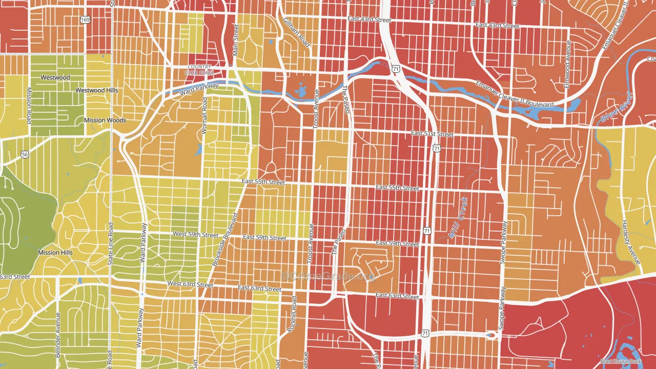 Eastern 49-63, Kansas City, MO Map of Robbery Rates