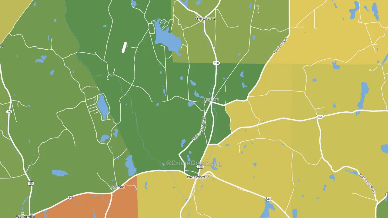 Eastford, CT Map of Robbery Rates