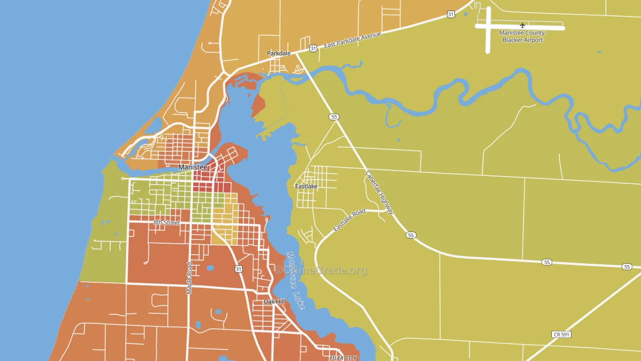 Eastlake, MI Map of Robbery Rates