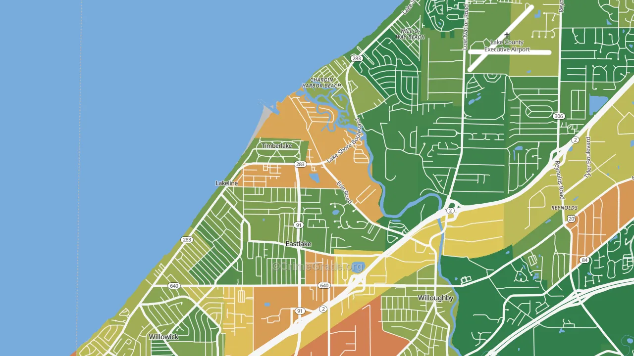 Eastlake, OH Map of Robbery Rates