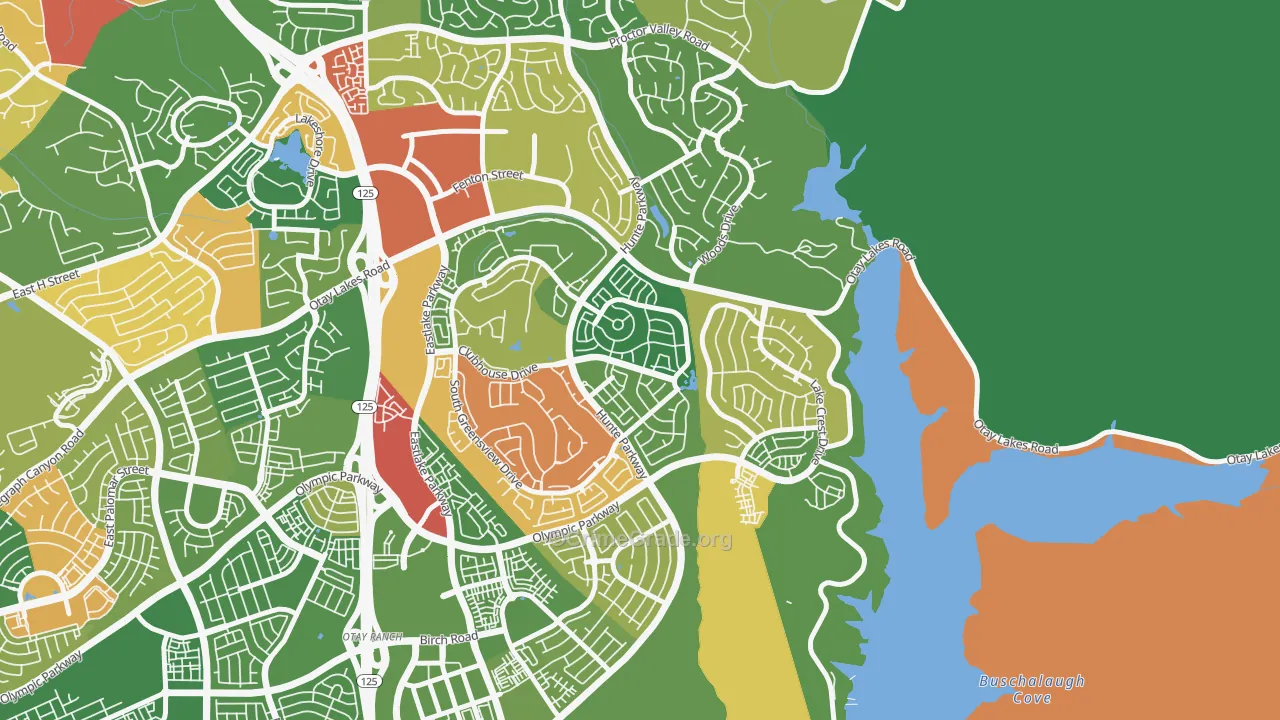 Eastlake Trails, Chula Vista, CA Map of Robbery Rates