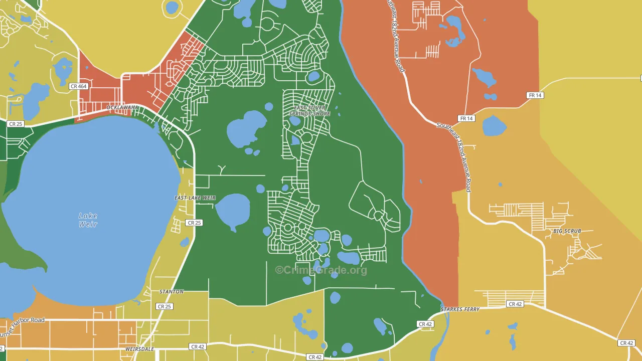 Eastlake Weir, FL Map of Robbery Rates