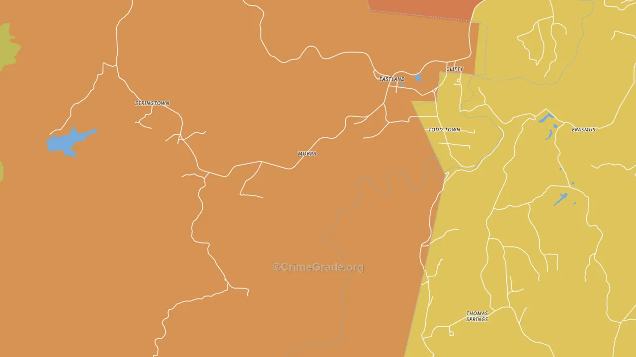 Eastland, TN Map of Robbery Rates