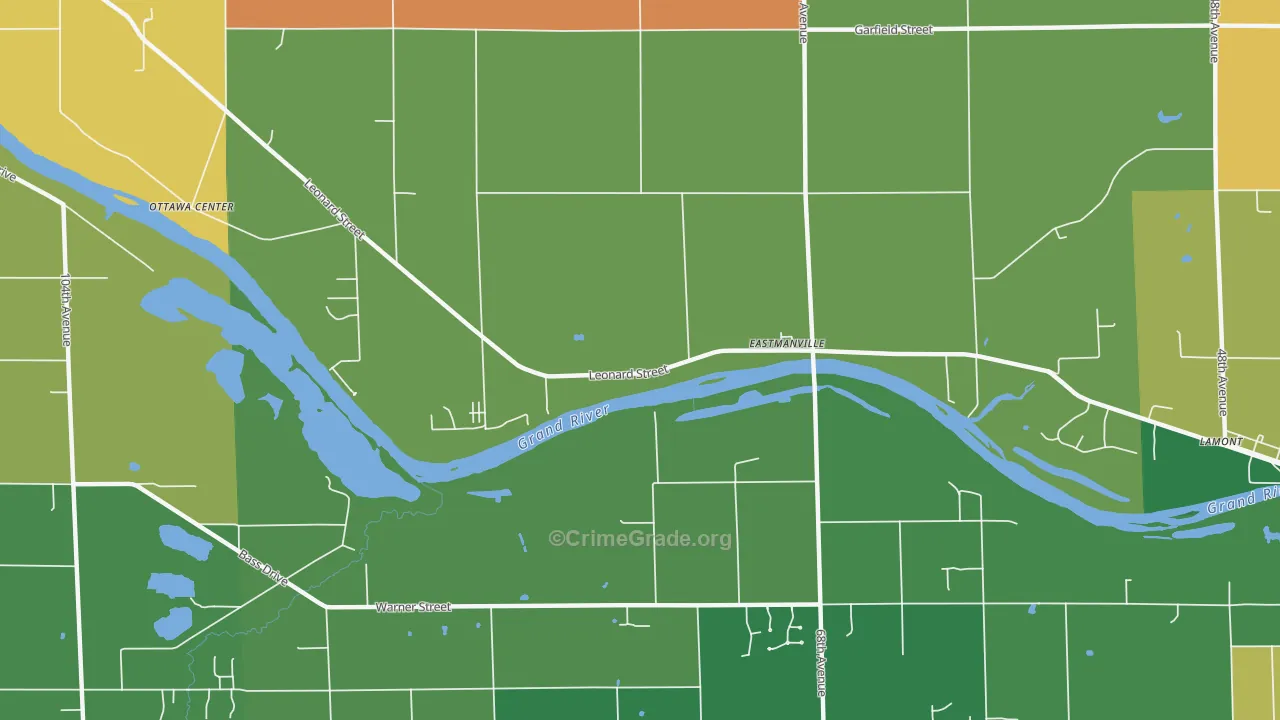 Eastmanville, MI Map of Robbery Rates