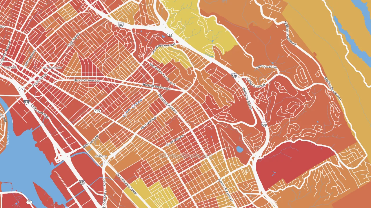 Eastmont, Oakland, CA Map of Robbery Rates
