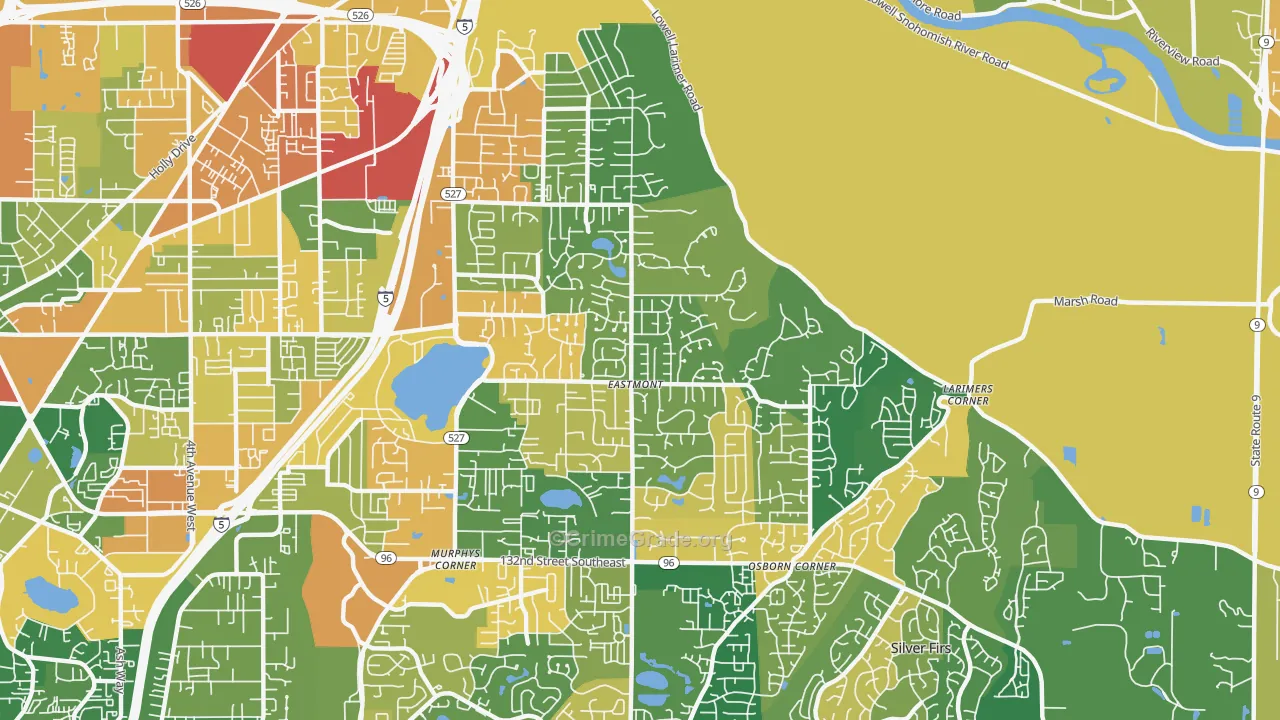 Eastmont, WA Map of Robbery Rates