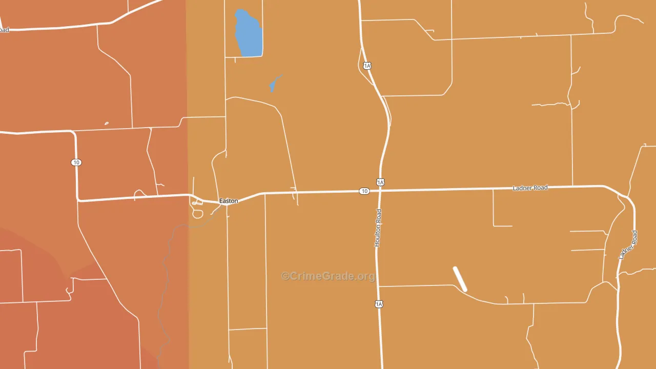 Easton Center, ME Map of Robbery Rates