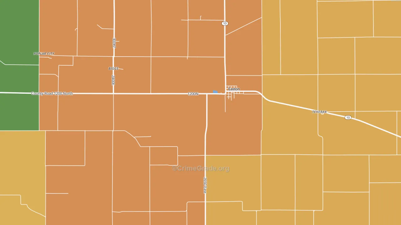 Easton, IL Map of Robbery Rates