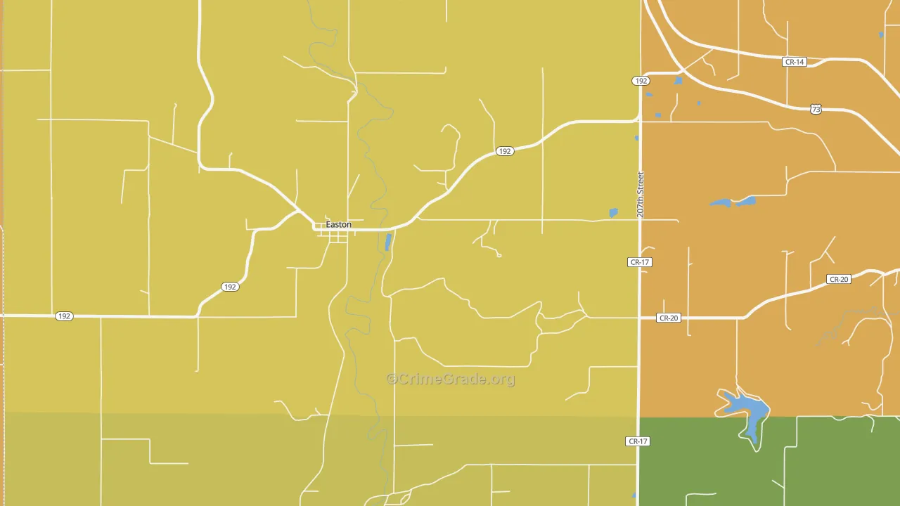 Easton, KS Map of Robbery Rates