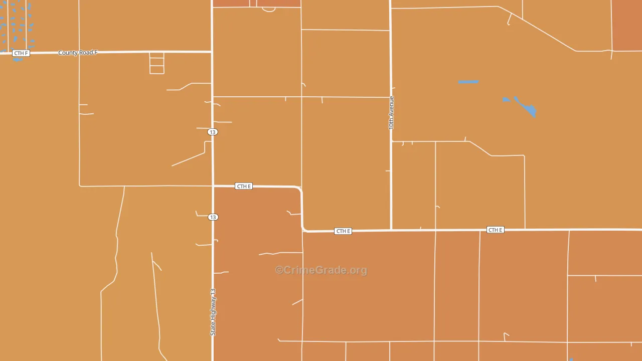 Easton, WI Map of Robbery Rates