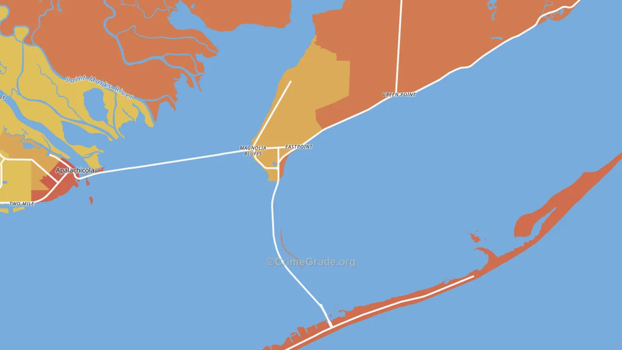 Eastpoint, FL Map of Robbery Rates