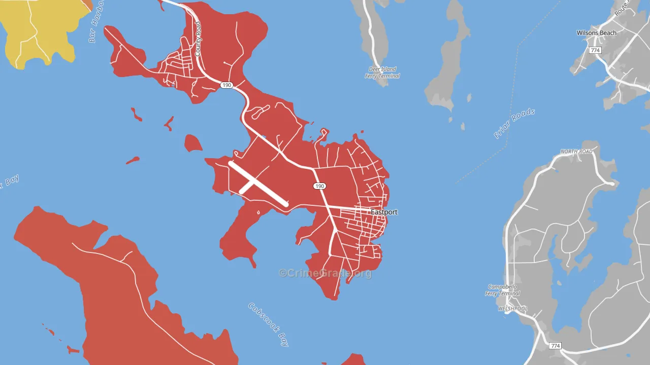 Eastport, ME Map of Robbery Rates