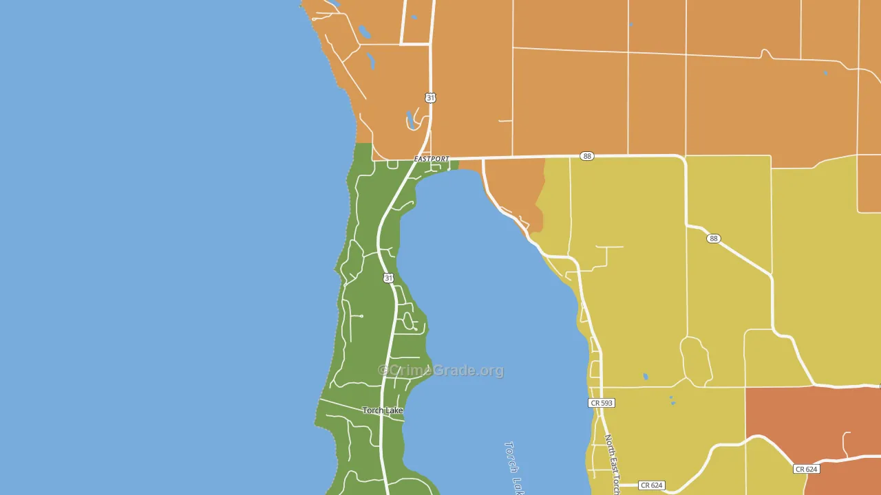 Eastport, MI Map of Robbery Rates