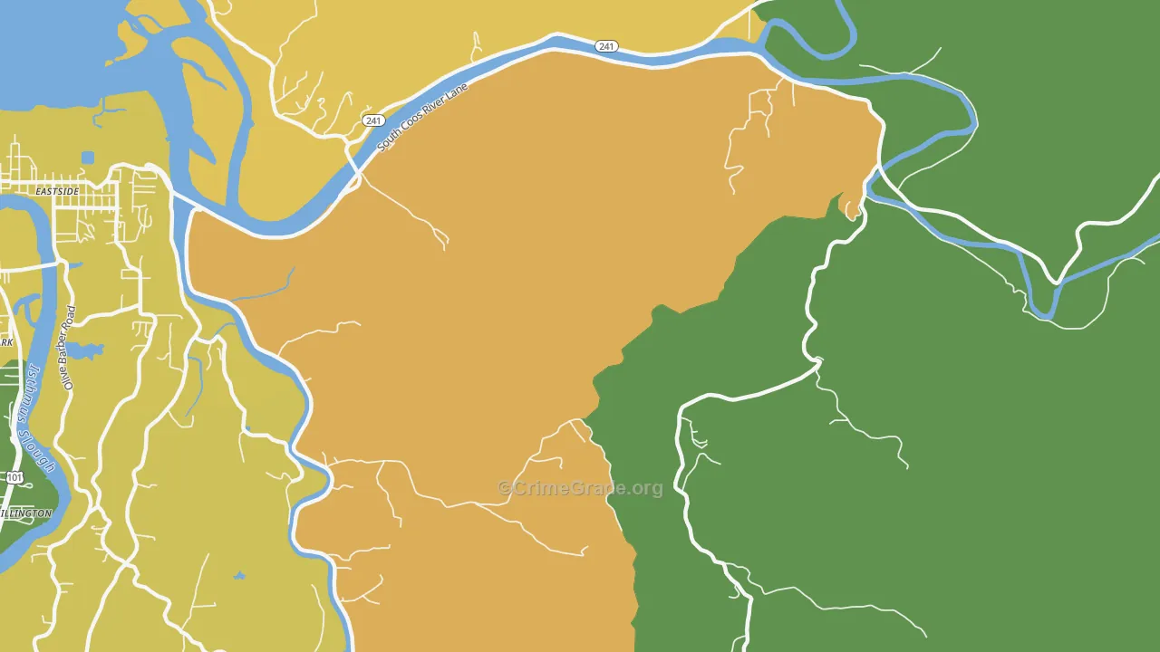 Eastside, OR Map of Robbery Rates