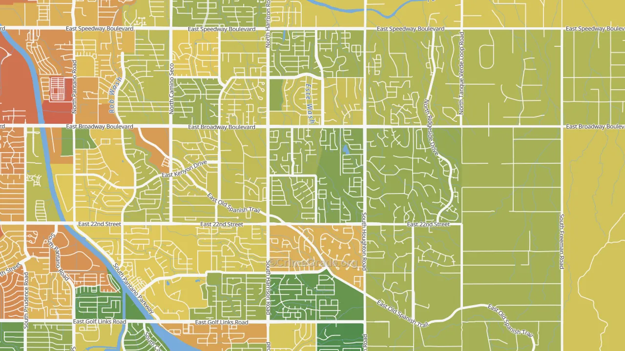 Eastside, Tucson, AZ Map of Robbery Rates