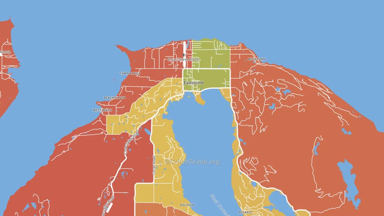 Eastsound, WA Map of Robbery Rates