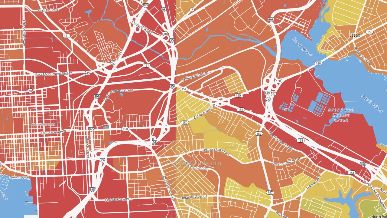 Eastwood, Dundalk, MD Map of Robbery Rates