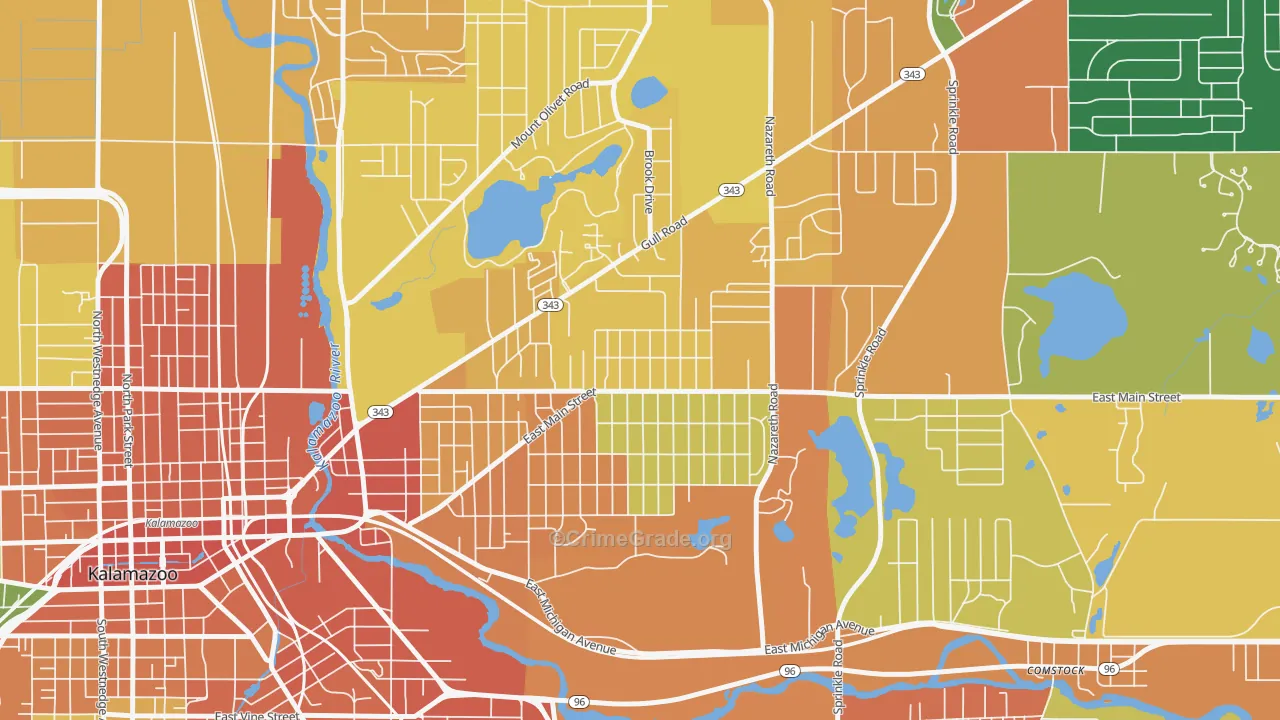 Eastwood, MI Map of Robbery Rates