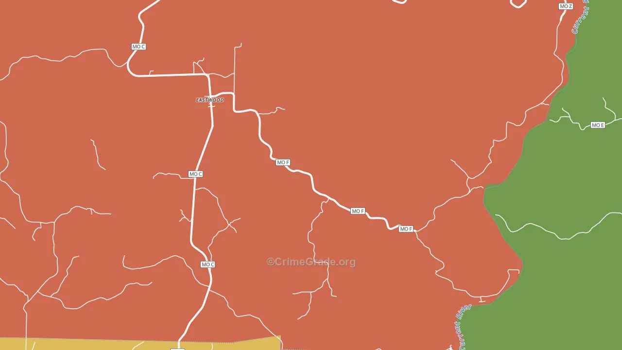 Eastwood, MO Map of Robbery Rates