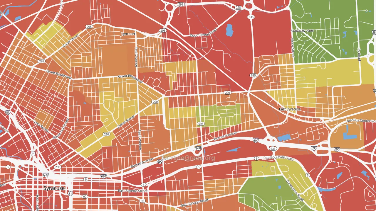 Eastwood, Syracuse, NY Map of Robbery Rates