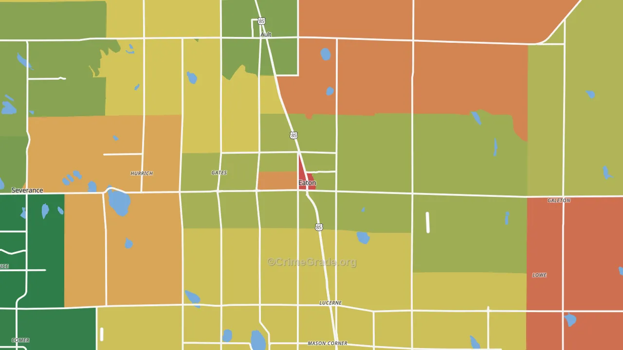 Eaton, CO Map of Robbery Rates
