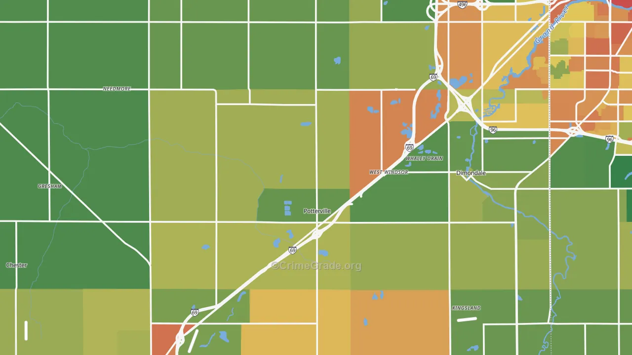 Eaton County, MI Map of Robbery Rates