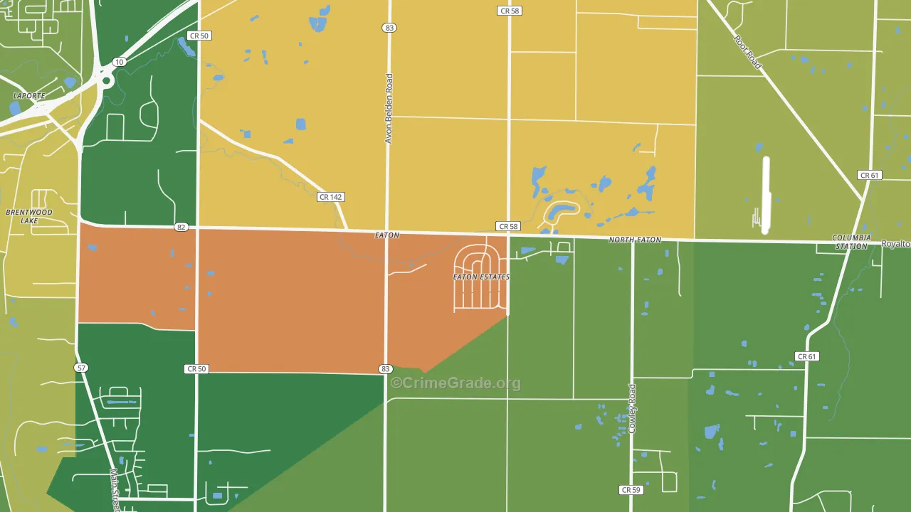 Eaton Estates, OH Map of Robbery Rates
