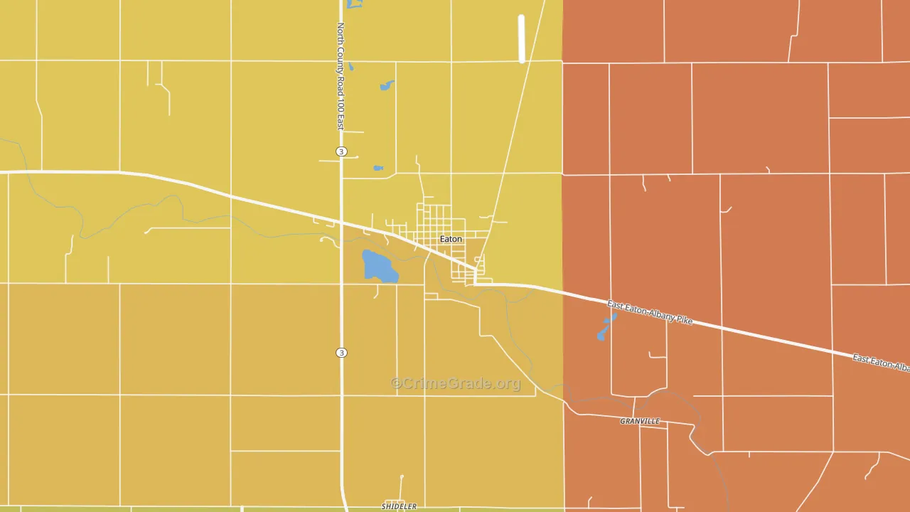 Eaton, IN Map of Robbery Rates