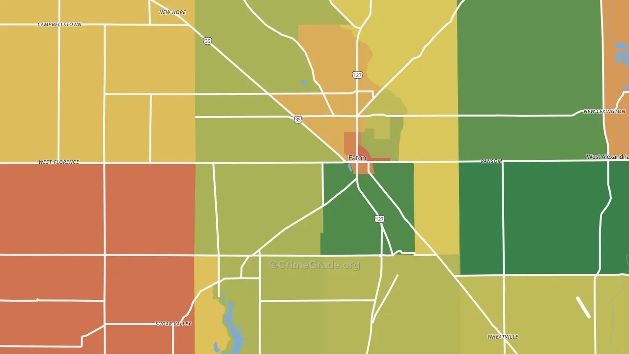 Eaton, OH Map of Robbery Rates